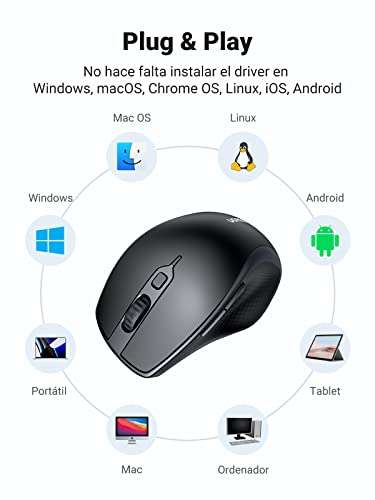 Amazon: UGREEN Ratón Bluetooth Inalámbrico 2.4G, Wireless Mouse, 4000 dpi