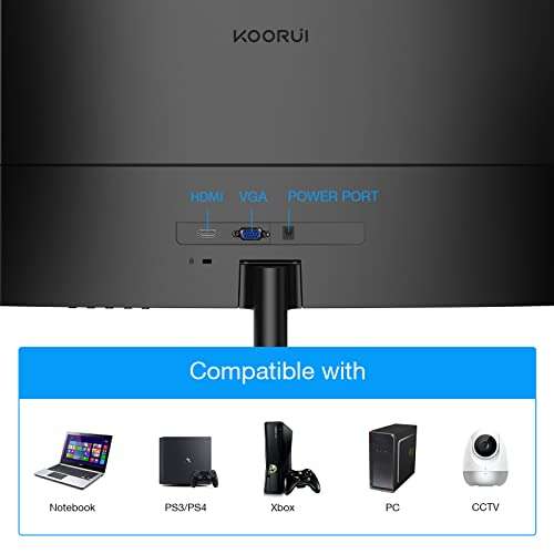 Amazon: Monitor KOORUI Curvo 24 "Full HD 1080P 75Hz LED Monitor / HDMI, VGA, ajuste de inclinación, cuidado de los ojos
