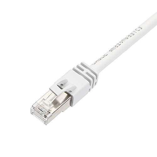 Amazon: Amazon Basics - Cable de Internet RJ45 Cat 7 de alta velocidad Gigabit Ethernet, 10 Gbps, 600 MHz, blanco, 10 pies