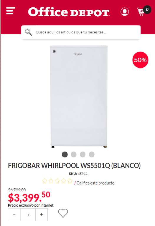 Office Depot: Frigobar 5P WHIRLPOOL WS5501Q (BLANCO) | Recoger en tienda