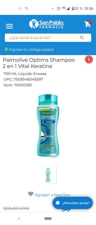 Farmacia San Pablo: Palmolive Optims Shampoo 2 en 1 Vital Keratina 700 ml