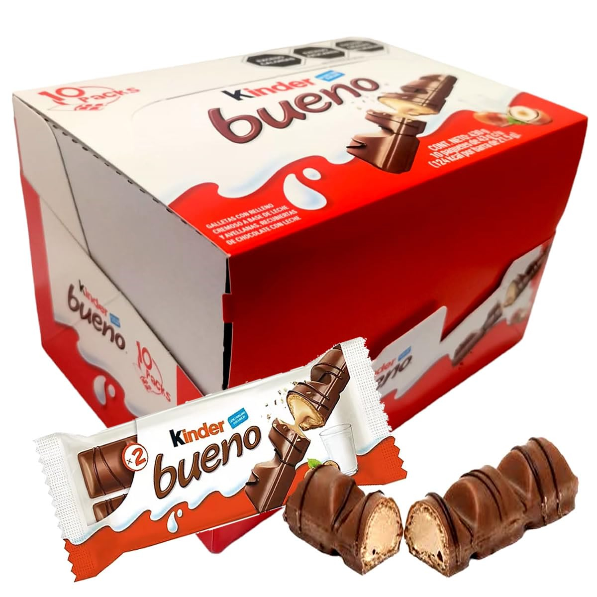 Amazon: Kinder Bueno, Paquete de 10 Piezas de 43 g
