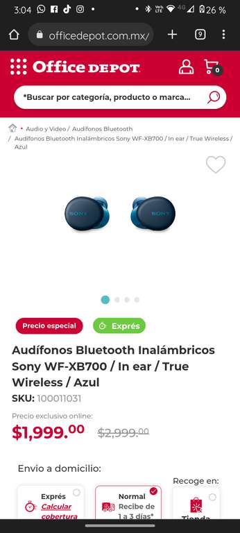 Office Depot: audífonos Sony Xbf700