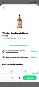 Rappi [Walmart]: Botella Jack Daniel's honey 700 mL bug!