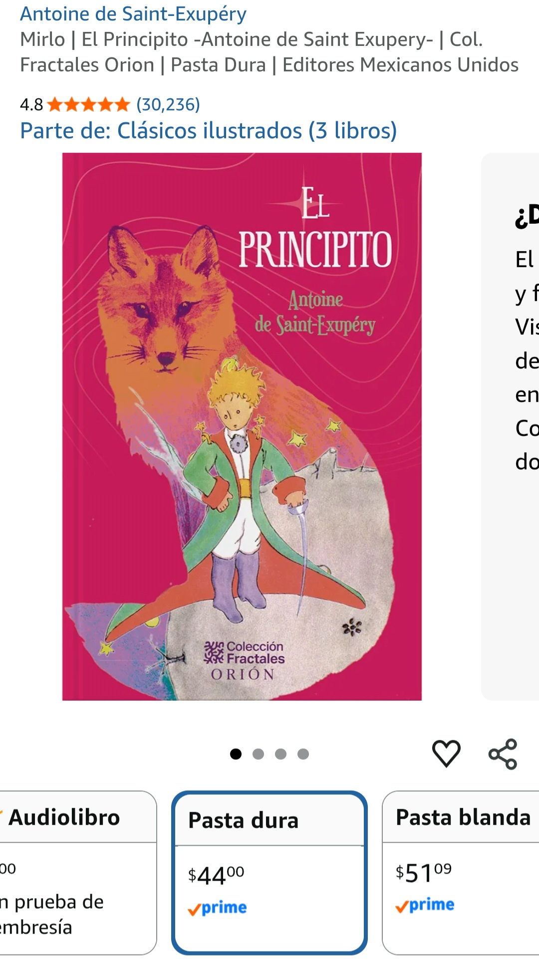 Amazon: El principito edición pasta dura