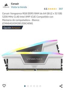 Amazon: 64gb DDR5 Corsair Vengeance RGB RAM 5200 MT/S CL40 Amazon