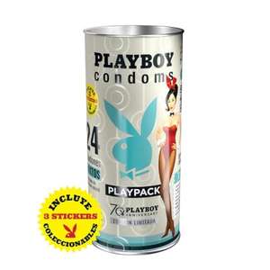 Amazon: Playboy Condoms Edición Especial Aniversario 70 - 24 Condones (Clásicos, Texturizados, Extra Sensibles) + 3 Stickers Coleccionables