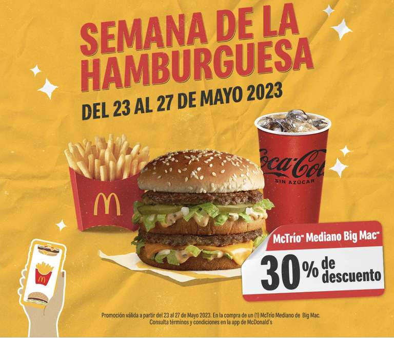 McDonald's: 30% Off Semana de la Hamburguesa del 23 al 27 de mayo