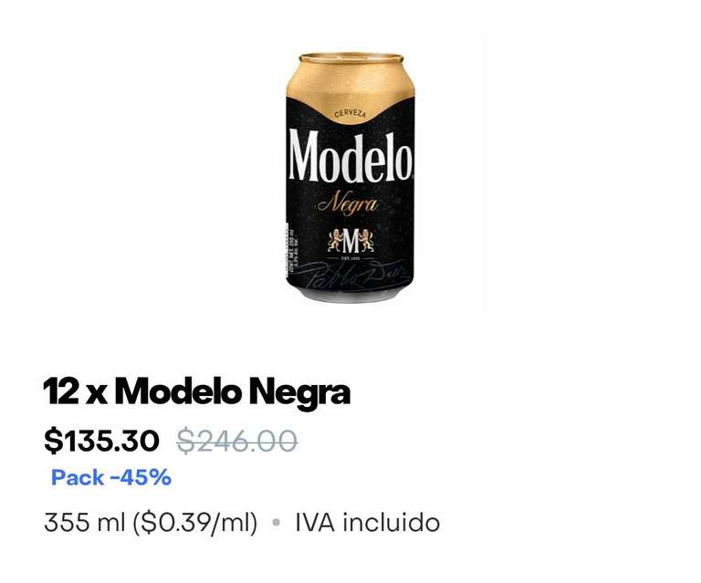 Rappi y 7 eleven: 12 Cervezas Negra Modelo