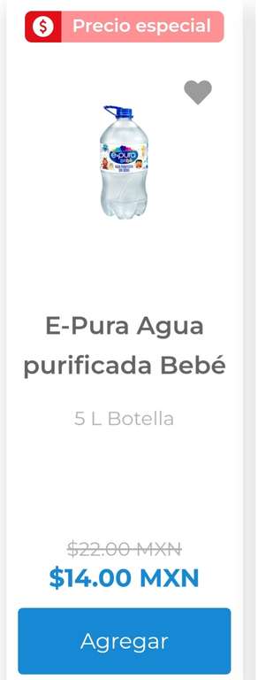 Farmacias San Pablo: Agua E pura bebé 5L $14 pesos