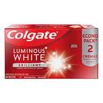Amazon: Colgate, Pasta Dental Luminous White Brilliant, 2 piezas 75ml, Total 150 ml