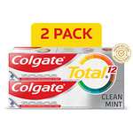 Amazon: Colgate Pasta Dental, Total Clean Mint, Multibeneficios, 12 Horas de Defensa Antibacterial 150 ML, 2 piezas, Total 300 ml