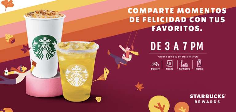 Starbucks: 2x1 en Bebidas Específicas de 15:00 a 19:00