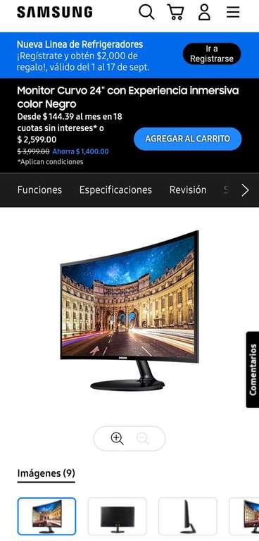 Samsung Store: Monitor Samsung Curvo 24" con Experiencia inmersiva color Negro