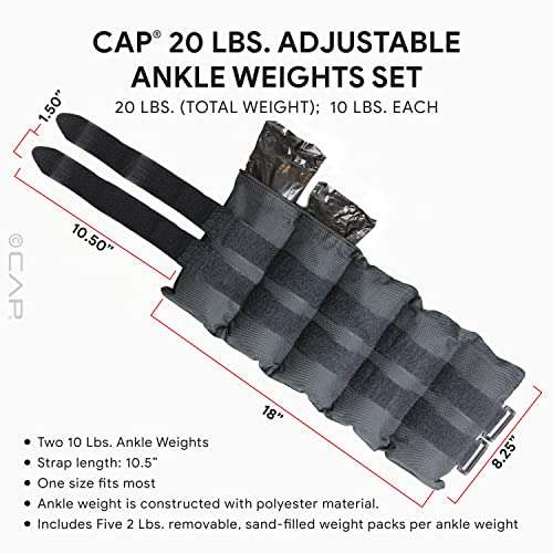 Amazon: Pesas para tobillo ajustables 9 kg CAP Barbell | envío gratis con Prime