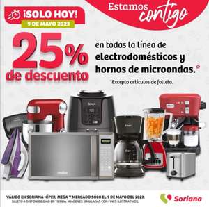 Soriana: 25% de descuento en todos los electrodomésticos y hornos de microondas