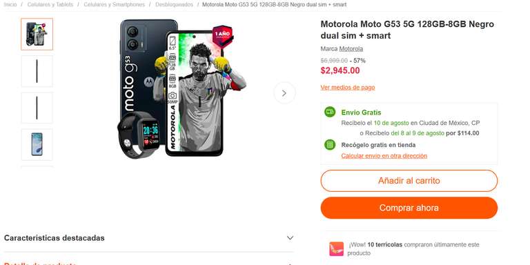 Linio - Motorola Moto G53 5G 128GB-8GB Negro dual sim + smart