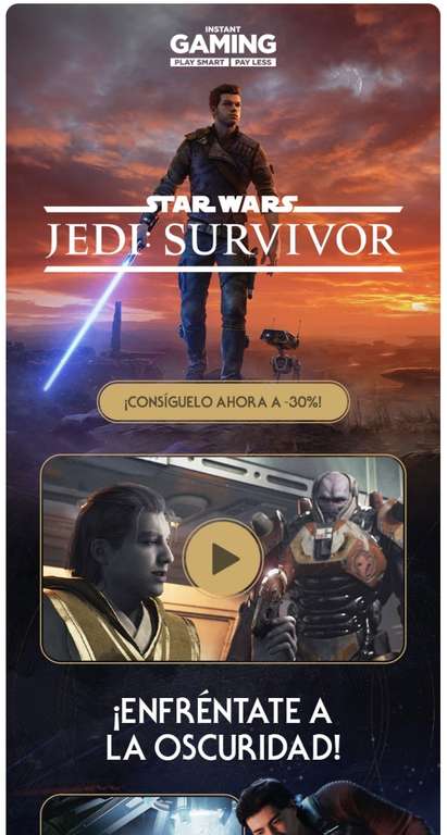Instan Gaming: Jedi Survivor con 30% descuento