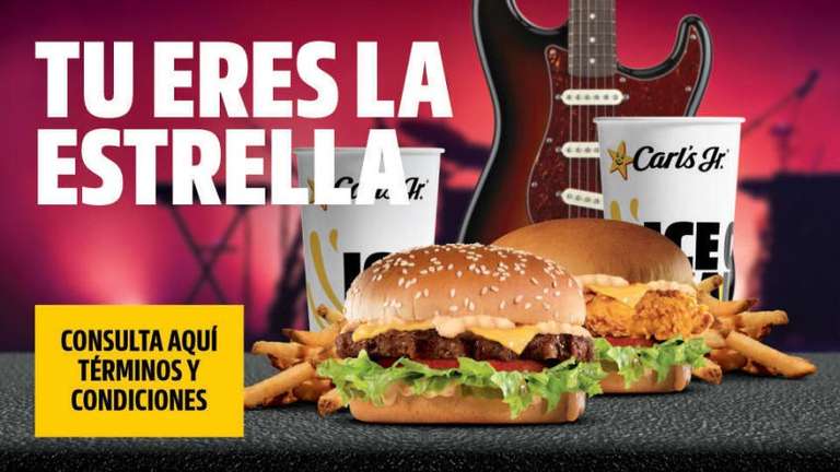Carl’s Jr: Combo Star One Burger o Combo Star One Chicken Sandwich $115