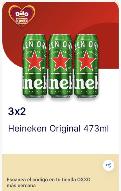 Oxxo app: 3x2 cervezas Heineken 473ml