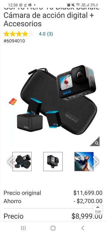Costco: GoPro Hero 10 Black Bundle Cámara de acción digital + Accesorios ($8249 con cupón 1a compra OCT750APP)