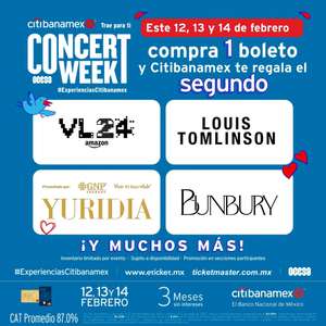 Citibanamex y TicketMaster: Concert week citibanamex 2x1 en varios eventos