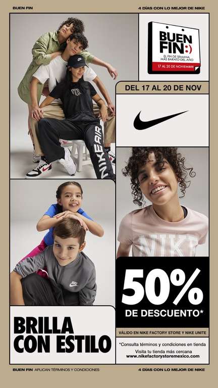 Nike Factory Store | TODO AL 50 % de descuento | Válido solo en tiendas