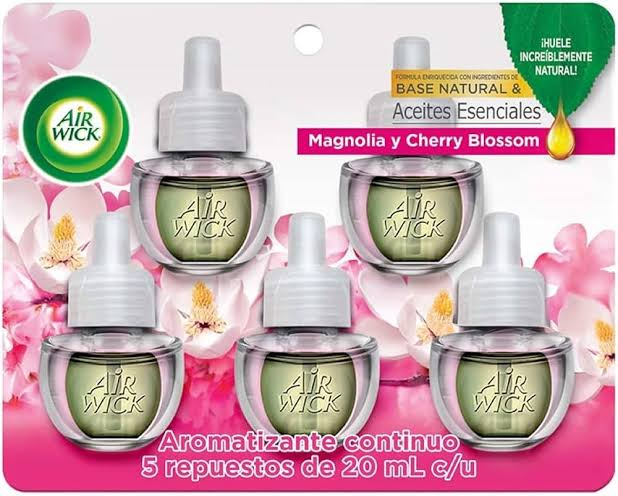 Amazon: Air Wick Repuestos Para Aromatizante De Ambiente Continuo, Aroma Magnolia & Cherry Blossom, 5 Piezas de 20 ml con planea y ahorra