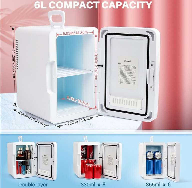 AstroAI Mini Refrigerador Rosa | Amazon