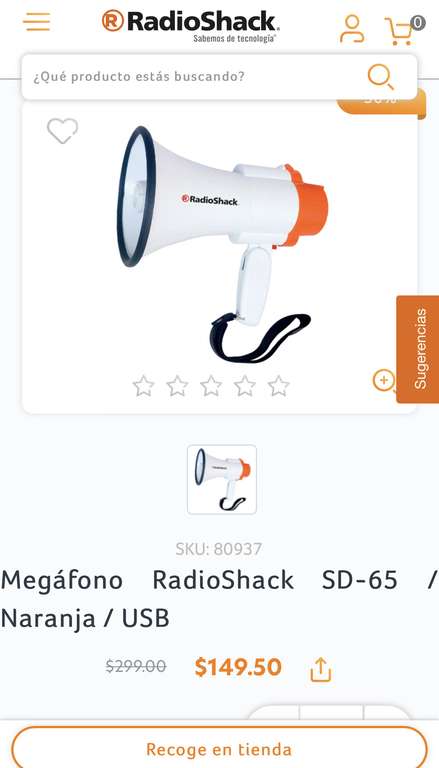 RadioShack: Megáfono RadioShack SD-65 / Naranja / USB | Recoger en tienda