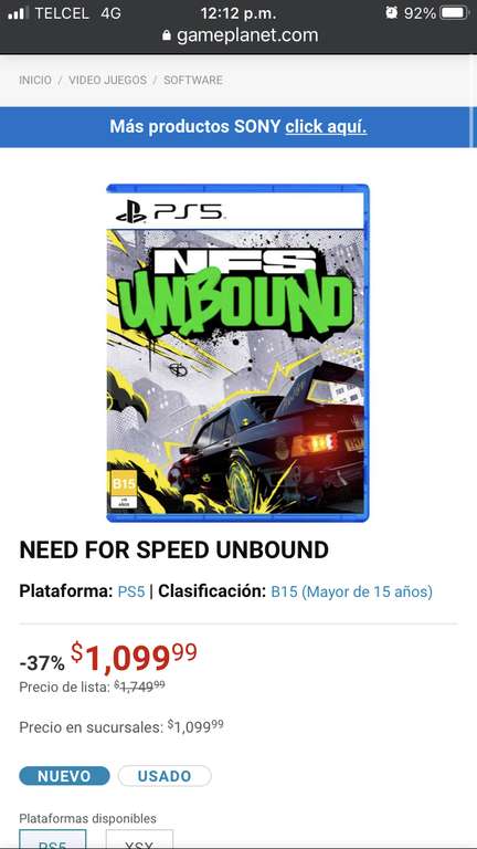 Game Planet: Need For Speed Unbound PS5/Xbox Series
