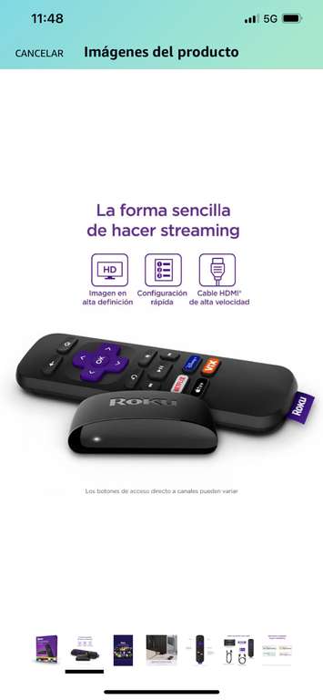Amazon: ROKU Express Dispositivo de Streaming HD con Cable HDMI de Alta Velocidad y Control Remoto Simple (pagando en efectivo)