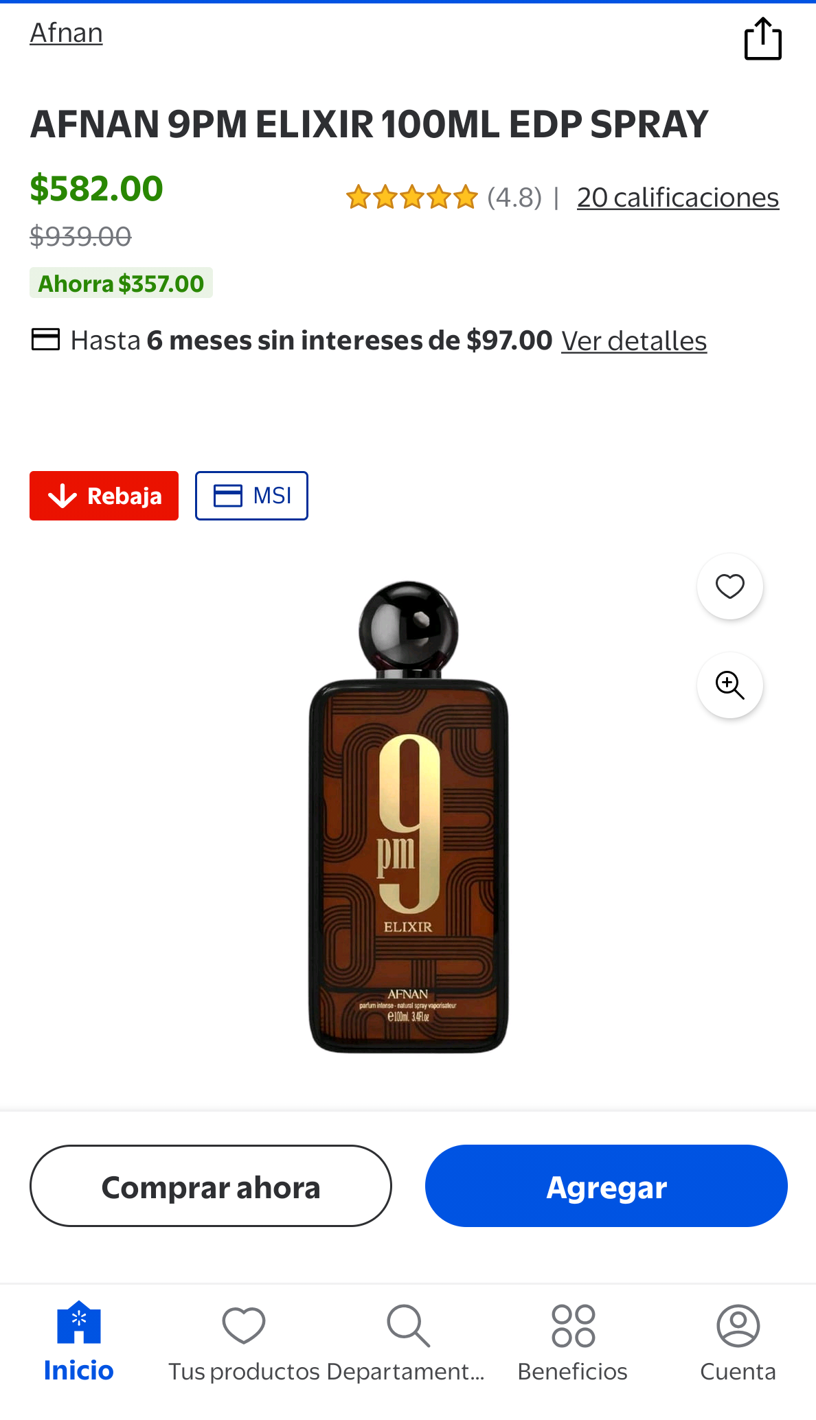 Walmart: perfume Afnan 9pm elixir