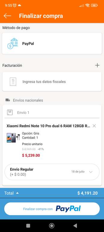 Linio: Redmi note 10 pro 6 ram 128 ROM gris onix + regalo audífonos xiaomi (pagando con Paypal)