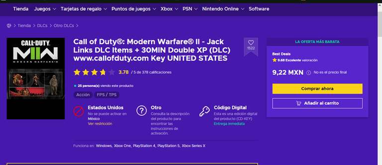 Eneba: Call of Duty MW II - Jack Links DLC Items TODOS LOS ACCESORIOS POR MENOS DE $50