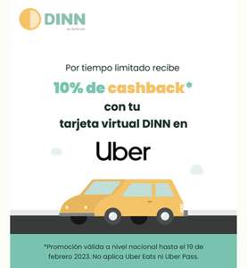 10% de cashback en Uber con Dinn