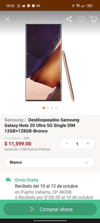 Linio: Celular Samsung Galaxy Note 20 Ultra 12+128