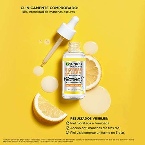 Amazon: Garnier Skin Active Express Aclara Serum Anti Manchas con Vitamina C - 1 x 30 ml | Planea y Ahorra, envío gratis con Prime
