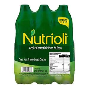 Amazon: Nutrioli - Aceite de Soya Nutrioli Tripack 946 ml | Planea y Ahorra, envío gratis con Prime