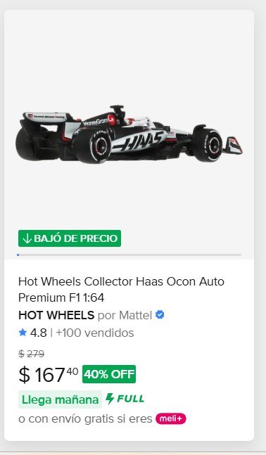 Mercado Libre: Hot wheels collector F1