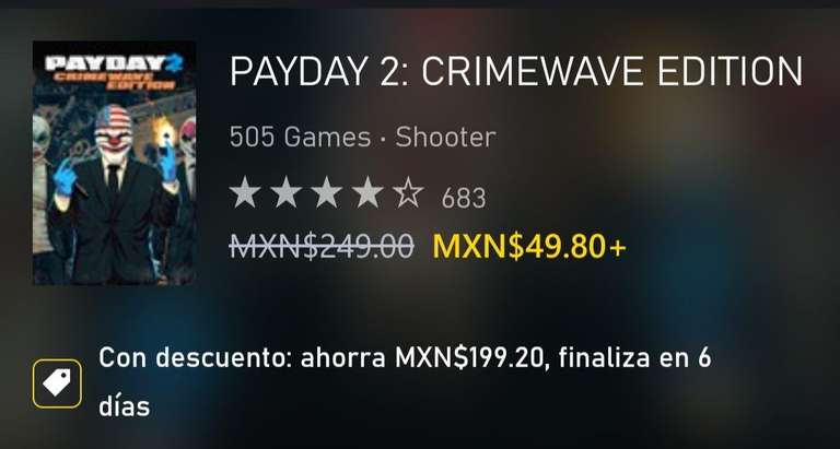 XBOX: PAYDAY 2 CRIMEWAVE EDITION (Juego base sin dlc)