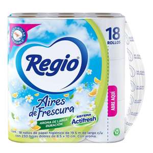 Walmart Super: Papel higiénico Regio Aires de Frescura 18 rollos ($4.50 cada rollo)