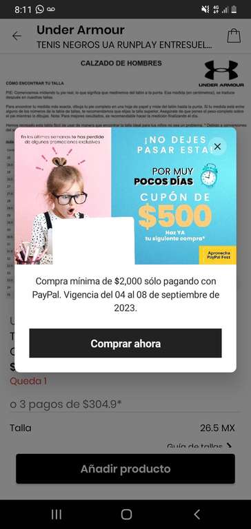 Privalia: $500 off en compra de $2000 pagando con Paypal