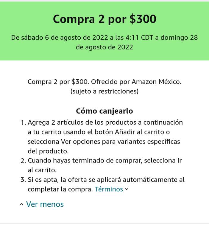Cosméticos Amazon Compra 2 por $300