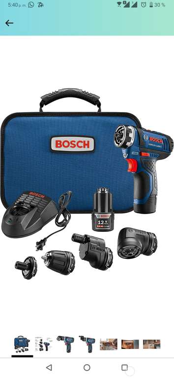 Amazon: Bosch GSR12V-140FCB22 12 V Max Flexiclick - Broca 5 en 1