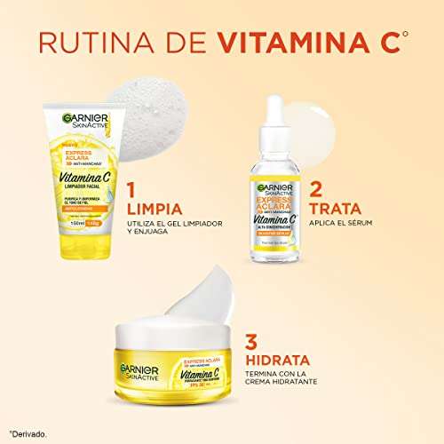 Amazon: Garnier Gel Limpiador Facial Tono Uniforme con Vitamina C Express Aclara 150ml, 170 grams, 150 mililitro, 1