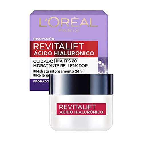 Amazon: Crema hidratante anti-líneas de expresion Revitalift Ácido Hialurónico Día de L'Oréal Paris, 50 ml (Planea y Ahorra)