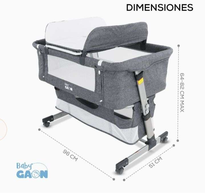 Amazon: Cuna Colecho Plegable para Bebé con Cambiador Desmontable y Rueditas en colores azul, gris obscuro y rosa | Oferta Prime