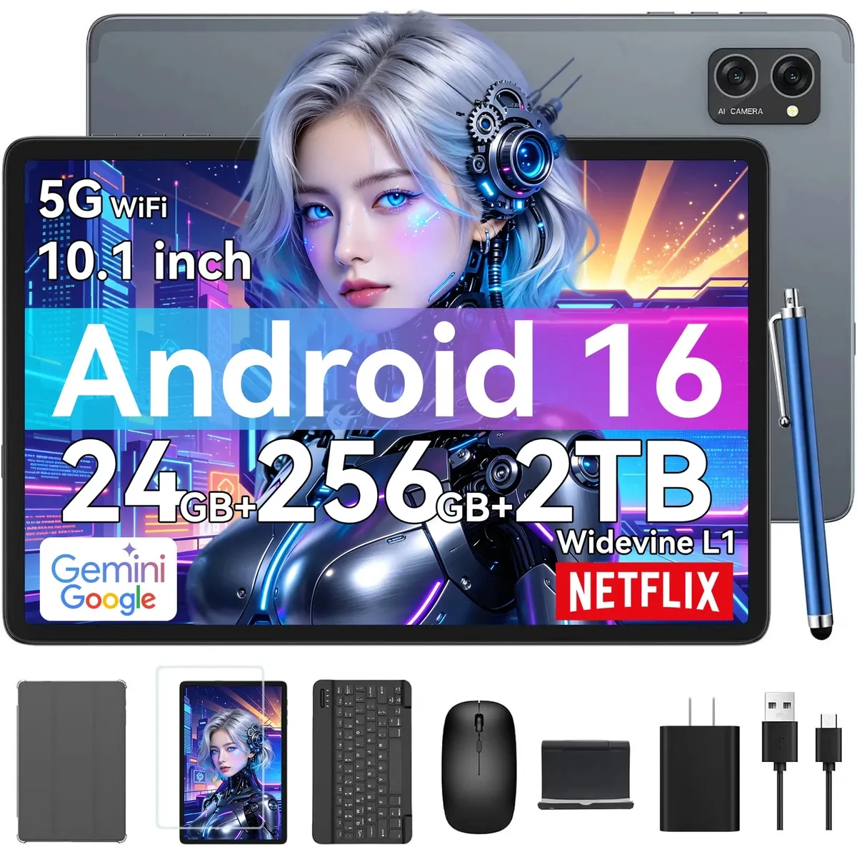 Mercado Libre: Tablet Android 16 10.1 Pulgadas T20 24 GB de RAM (8+16 GB) + 256 GB de ROM