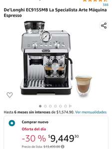 Amazon: Cafetera De'Longhi HSBC + CUPON AMAZONBUEN22, Pagando de contado TDC